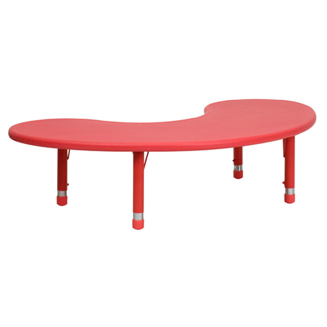 Flash Furniture YU-YCX-004-2-MOON-TBL-RED-GG Preschool Activity Table 65"W X 35"D X 14-1/2" To 23-3/4" Adjustable Height