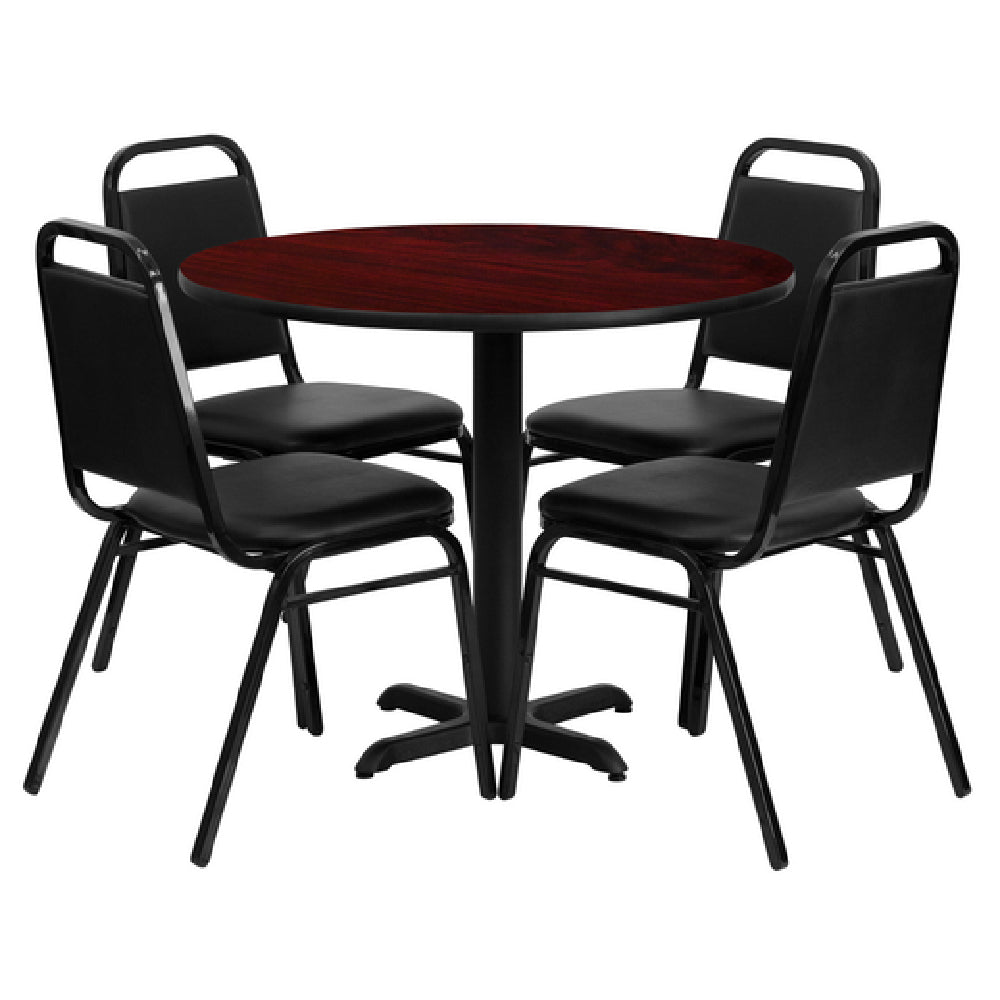 Flash Furniture HDBF1002-GG Table And Banquet Chair Set Includes (1) 36" Dia. X 30"H Table