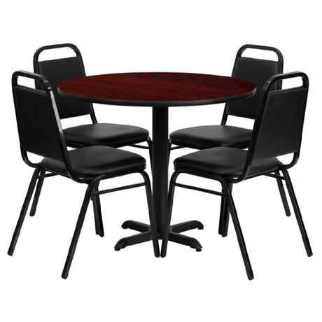 Flash Furniture HDBF1002-GG Table And Banquet Chair Set Includes (1) 36" Dia. X 30"H Table