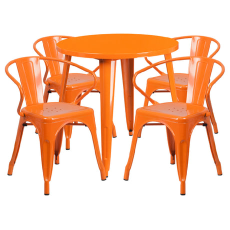 Flash Furniture CH-51090TH-4-18ARM-OR-GG Table And Chair Set Includes (1) 30" Dia. X 29-1/2"H Table