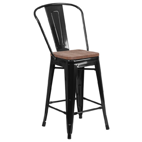 Flash Furniture CH-31320-24GB-BK-WD-GG Bar Stool 500 Lb. Weight Capacity Counter Height