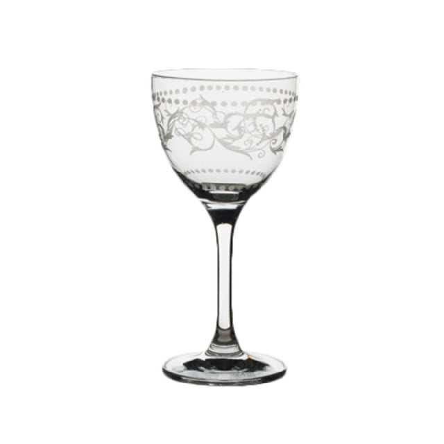 Steelite 4854RA351 Nick & Nora Glass 5-1/2 Oz. (H 5-7/8" M 2-3/4" T 2-3/4" B 2-5/8") Vintage Dots Etched Pattern