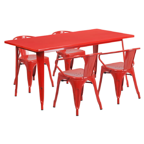 Flash Furniture ET-CT005-4-70-RED-GG Table And Chair Set Includes (1) 63"W X 31-1/2"D X 29-1/2"H Table