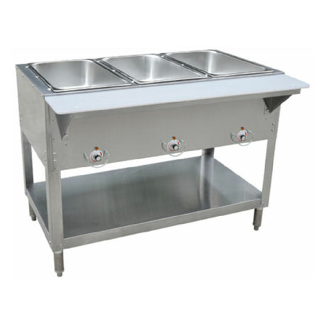 Hubert 42987 - Steam Table, 43" W X 30" D X 34" H, Heavy-duty Stainless Steel Body And Wells