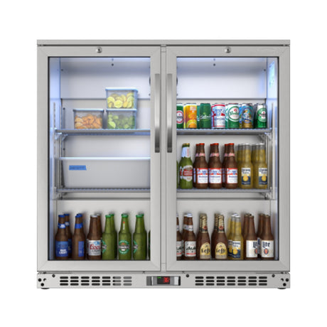 Koolmore BC-2DSW-SS - Back Bar Refrigerator, Two-section, 35-2/5"W X 20-4/5"D X 35-1/5"H