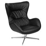 Flash Furniture ZB-WING-BK-LEA-GG Black LeatherSoft Swivel Wing Chair [ZB-WING-BK-LEA-GG]