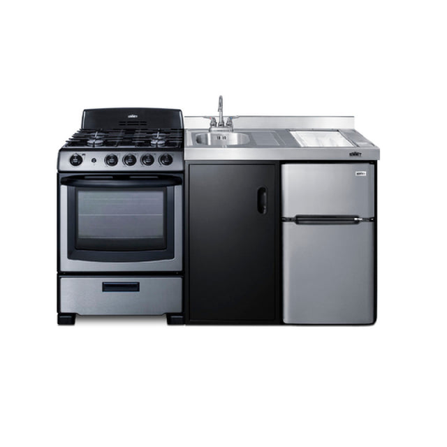 Summit ACK63GASBSS All-In-One Combination Kitchenette 24" Gas Range With Oven (2.9 Cu.ft. Capacity)