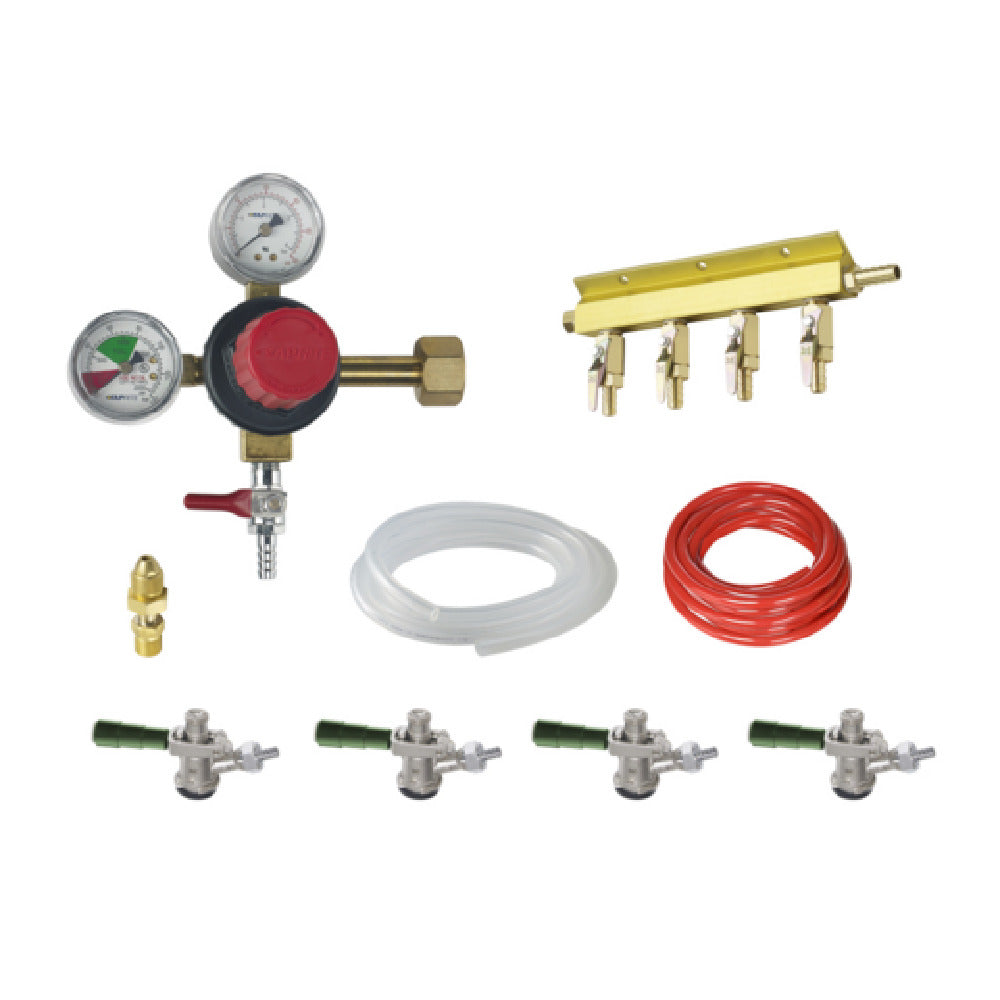 Krowne NITROKIT4 Nitro Beer Kit For Unit With (4) Faucets Includes: CO2 Tank Mount Primary Regulator With Nitrogen Adapter