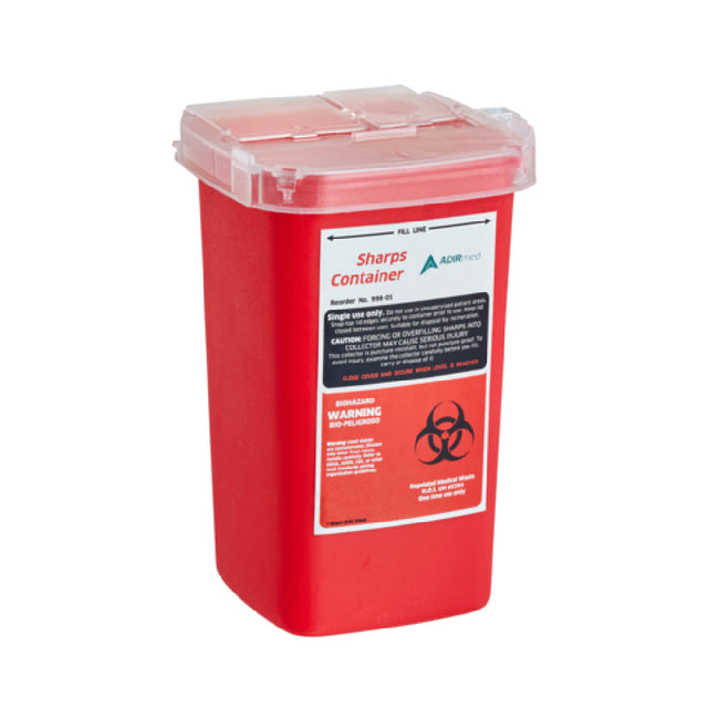 Alpine Industries ADI998-01-06 Sharps Container 1 Qt. Needle 4-1/3"W X 3-9/10"D X 6-1/10"H