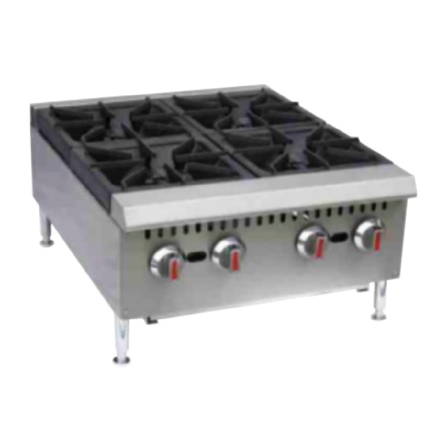 Serv-Ware SHPS-24 - Serv-Ware - Gas Cooking - 24" Four (4) Burner Hot Plate - Natural Gas - Dimensions: 24" W X 27.2" D X 11.28" H - BTU/H: 25,000 Per Burner - # Of Burners: 4 - Gas Line: 3/4 - W.C. For Natural Gas: 4 In. - W.C. For LP: 10 In. - Materials: Stainless Steel Construction With Heavy-duty Cast Iron Grates - Warranty: 1 Year
