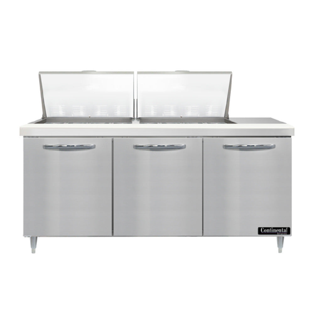 Continental Refrigerator D72N24M Designer Line Mighty Top Sandwich Unit 72"W Three-section