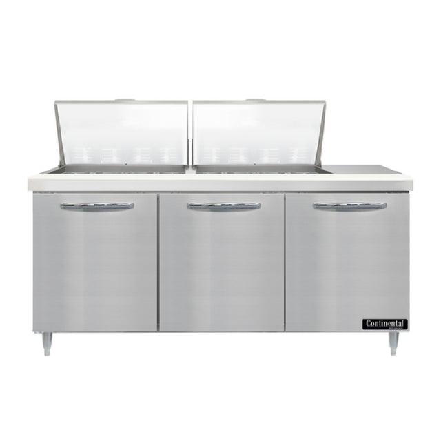 Continental Refrigerator D72N24M Designer Line Mighty Top Sandwich Unit 72"W Three-section