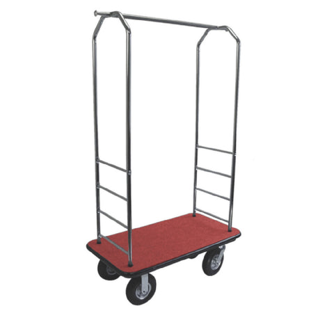 Central Specialties 2000BK-010-RED Easy Mover™ Bellman's Cart 43"W X 23"D X 72-1/2"H 1" Tubular Chrome Frame