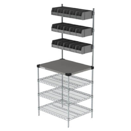 Metro CR2430DTPOS Drive-Thru POS & Staging Station 30"W X 24"D X 74"H Solid 304 Stainless Steel Top With Corrosion Resistant Epoxy-coated Corners