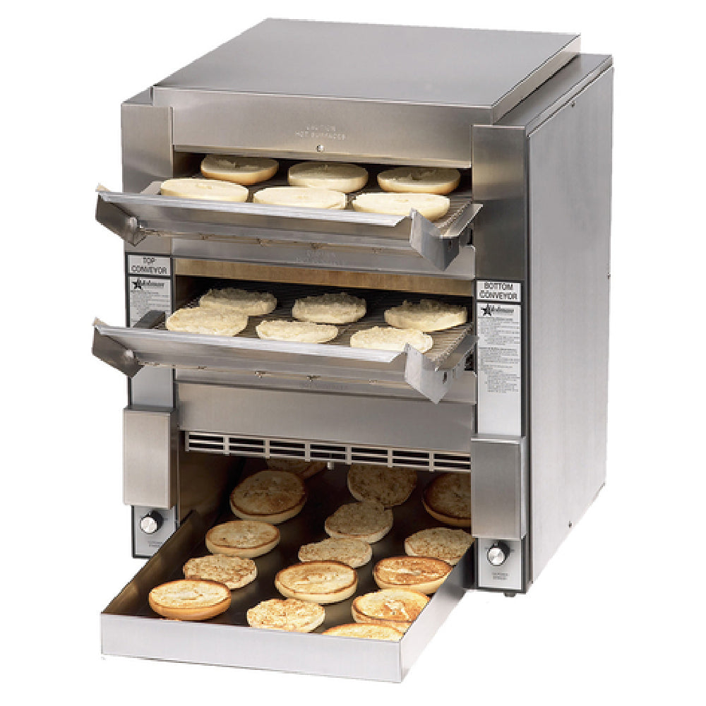 Star DT14_208 Holman Conveyor Toaster 2000 Slices/hr. Dual Horizontal Conveyors Each With Analog Speed Control