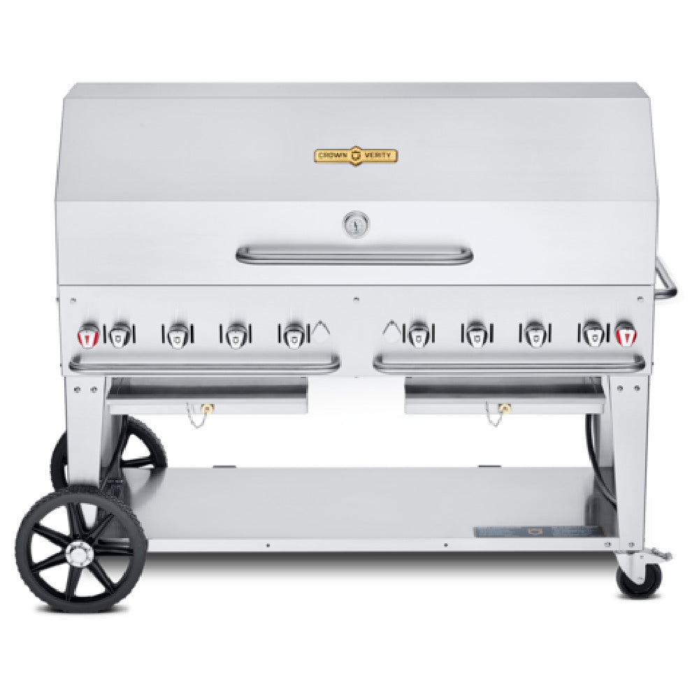 Crown Verity CV-MCB-60-1RDP-NG Mobile Outdoor Charbroiler Natural Gas 58" X 21" Grill Area