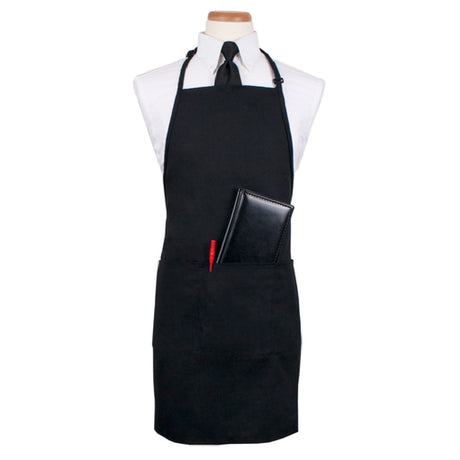 John Ritzenthaler Company CL3PBIAELBK Ritz® Chef's Line® Bib Apron 26" X 31" Extra Long 3 Front Pockets And Pen Pocket