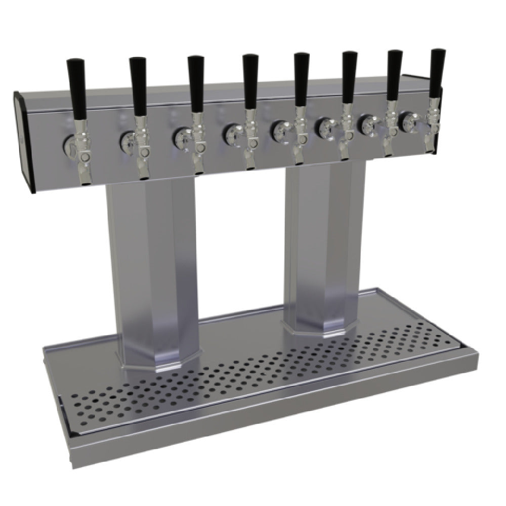 Glastender BT-8-SS Tee Draft Dispensing Tower Countertop (8) Stainless Steel Faucets (handles Not Included)