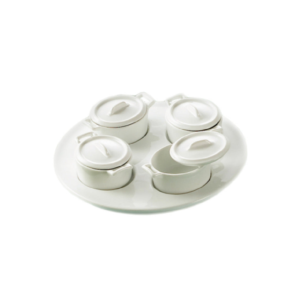 CAC China PT-B4 Gourmet Collection Tray And Jar Set Includes: (4) 2 Oz. 3-1/4"L X 2-7/8"W X 1-3/4"H