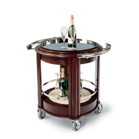 Forbes Industries 5744 Hardwood Wine / Liquor Cart 28" W X 28" L X 33" H Round Cart