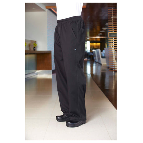 Chef Works BBLW-BLK-2XL Basic Baggy Pants Double-needle Topstitching Detail Built-in Flat Drawstring