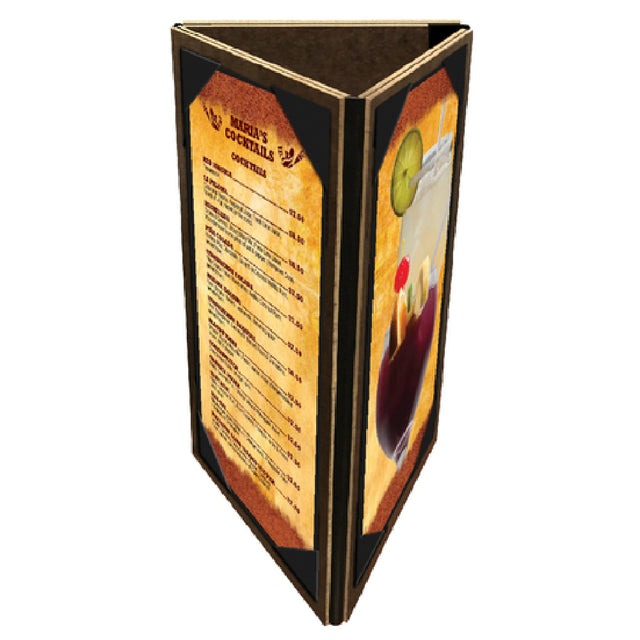 Menu Solutions HBTRI-BA Table Tent Holds 4-1/4" X 11" Inserts Triple Panel