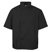 KNG 2578BLKM Kng M Lw Chef Coat Black Short Sleeve