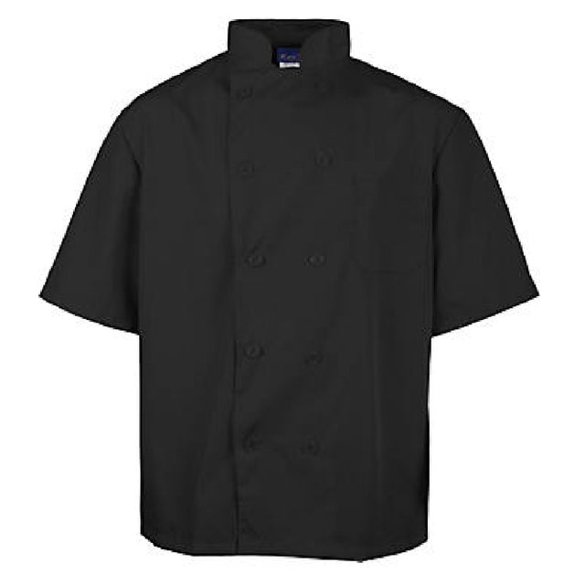 KNG 2578BLKXL Kng Xl Lw Chef Coat Black Short Sleeve