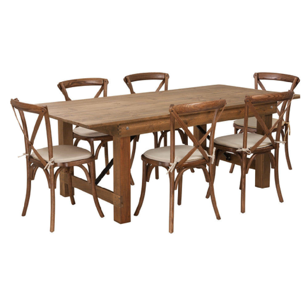 Flash Furniture XA-FARM-9-GG Hercules Series Farm Table Set Antique Rustic Design