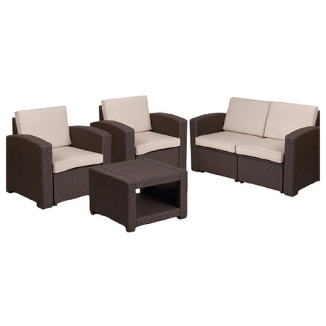 Flash Furniture DAD-SF-112T-CBN-GG Outdoor Patio Set 4-piece (2) 32-3/4"W X 28"D X 32"H Chairs