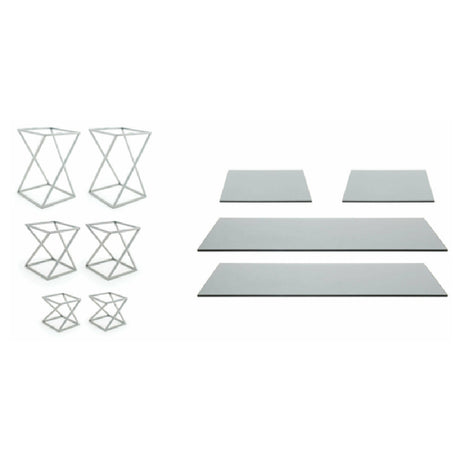 FOH BST028MUM28 Buffet Essentials Twist Smoke Glass On Silver Includes Two BRI005BCI28 Twist Risers Set Of 3 Silver