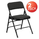 Flash Furniture 2-AW-MC309AF-BLK-GG Hercules Series Folding Chair Black Patterned Fabric Back & Seat