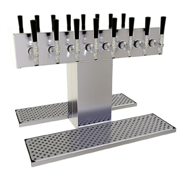 Glastender DT-16-MFR Double-Sided Draft Dispensing Tower Countertop (16) Stainless Steel Faucets (handles Not Included)