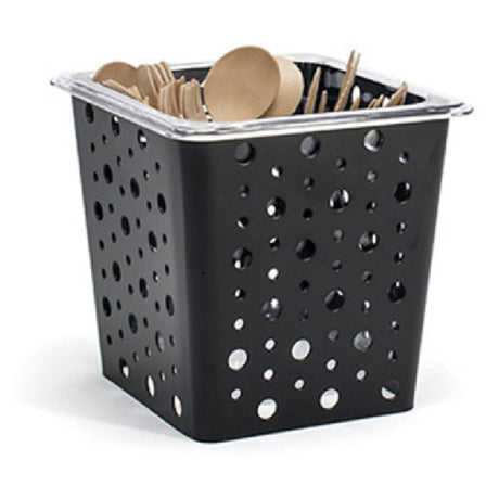 FOH BHO078BKI21 1/6 Size Dots Flatware Divider Set Matte Black Includes One BHO072BKI21 1/6 Size Dots Housing/Pan Set Deep Matte Black