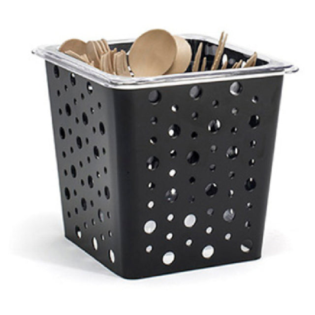 FOH BHO078BKI21 1/6 Size Dots Flatware Divider Set Matte Black Includes One BHO072BKI21 1/6 Size Dots Housing/Pan Set Deep Matte Black