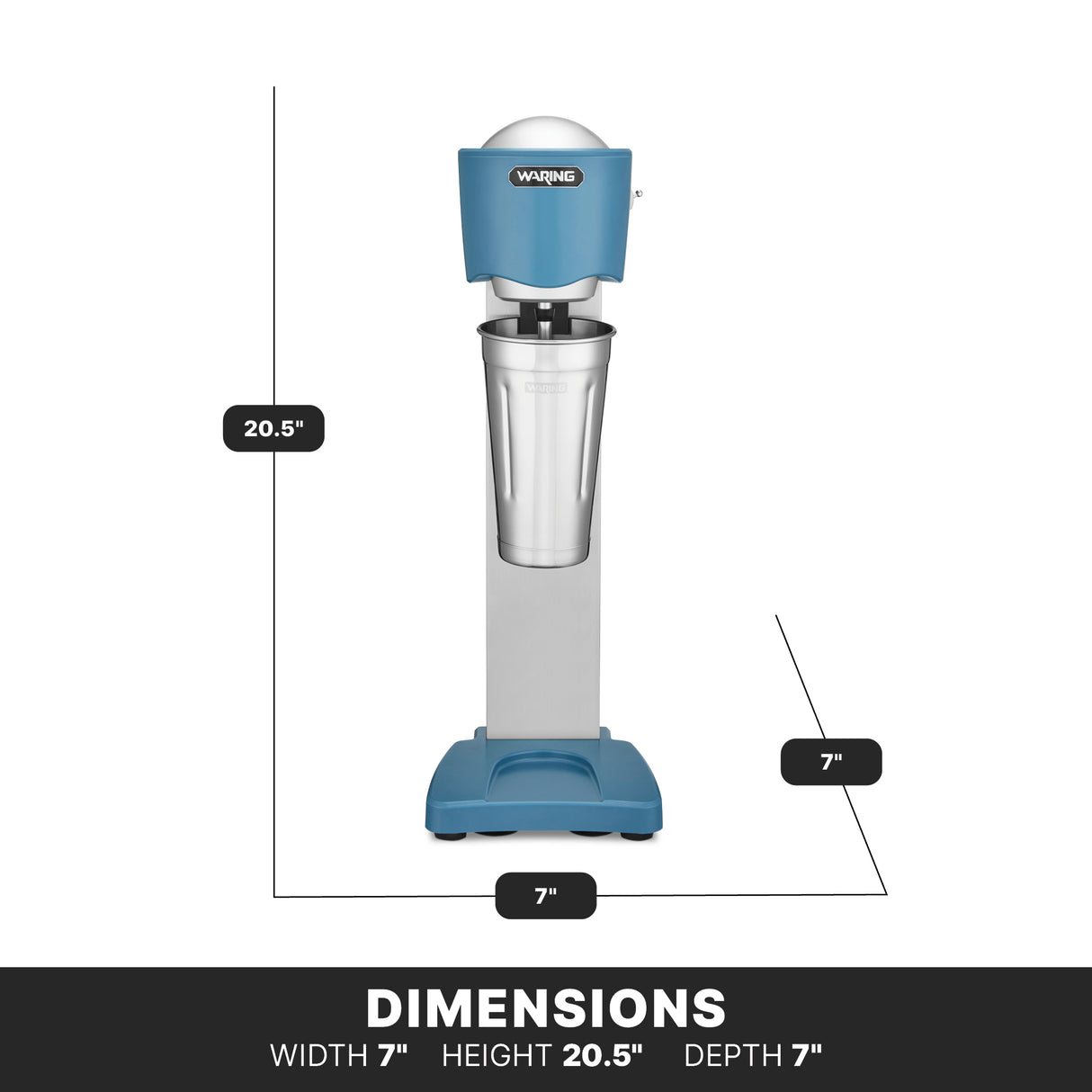 Waring WDM20 Light-Duty Single-Spindle Drink Mixer 9"W X 10-3/8"D X 22"H Manual (2) Speed Hi/low Toggle Switch - KitchenRestock.com