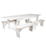 Flash Furniture XA-FARM-2-WH-GG Hercules Series Folding Farm Table Set Antique Rustic White Design