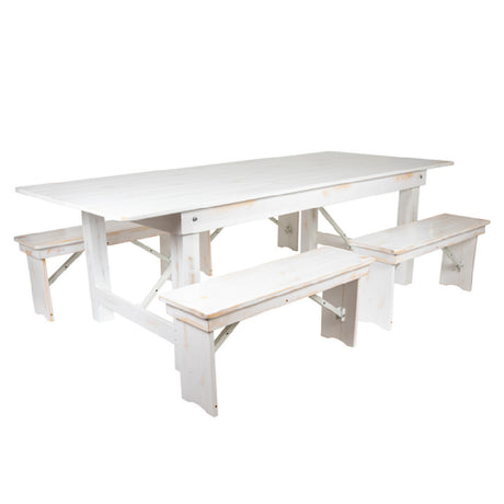 Flash Furniture XA-FARM-2-WH-GG Hercules Series Folding Farm Table Set Antique Rustic White Design