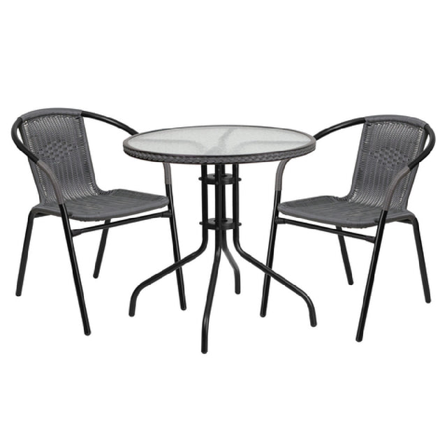 Flash Furniture TLH-087RD-037GY2-GG Table & Chair Set Includes (1) 28" Dia. X 28"H Table