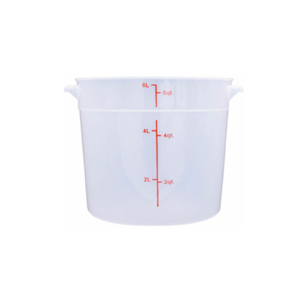 Hubert 29A-047 - Kratos® CenPro Round Food Storage Container, 6 Qt. Capacity, Translucent