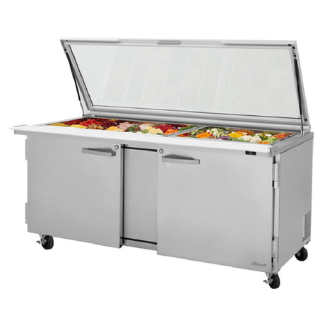 Turbo Air PST-72-30-N-GL PRO Series Mega Top Sandwich/Salad Prep Table With Glass Lid