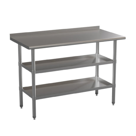 Flash Furniture NH-WT-GU-2448BSP-GG Hogan Stainless Steel 18 Gauge Work Table With 1.5" Backsplash And 2 Undershelves 48"W X 24"D X 36"H