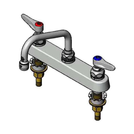 T&S Brass B-1120-XS Workboard Faucet Deck Mount With 8" Centers Quarter-turn Eterna Cartridges With Spring Checks