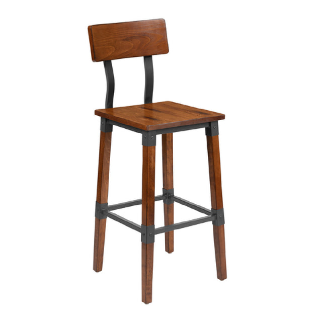 Flash Furniture 2-XU-DG-W0236B-GG Dining Barstool 500 Lb. Weight Capacity Mortise And Tenon Style Construction With Metal Wood Screw Reinforcements