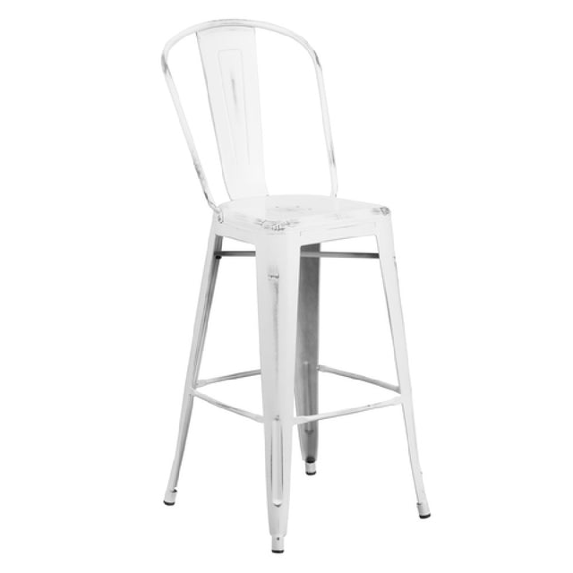 Flash Furniture ET-3534-30-WH-GG Bar Stool 500 Lb. Weight Capacity Curved Back With Vertical Slat