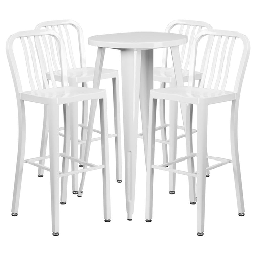 Flash Furniture CH-51080BH-4-30VRT-WH-GG Table And Bar Stool Set Includes (1) 24" Dia. X 41"H Table