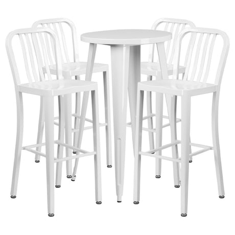 Flash Furniture CH-51080BH-4-30VRT-WH-GG Table And Bar Stool Set Includes (1) 24" Dia. X 41"H Table