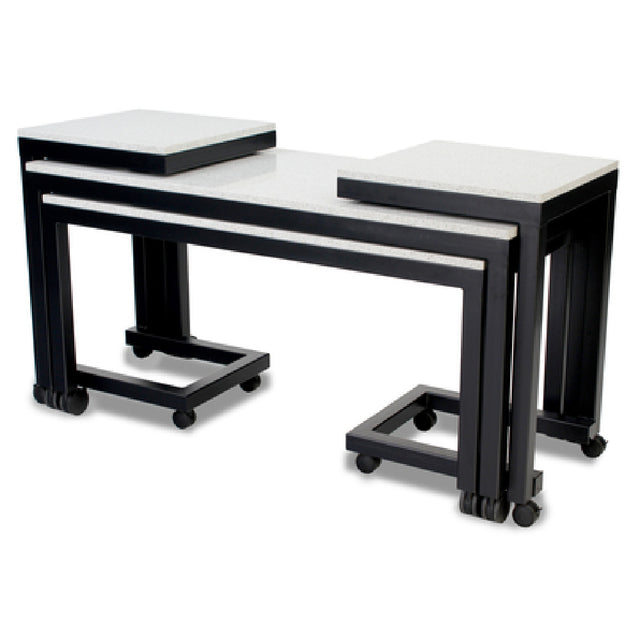 Forbes Industries 7001 Tier Tables Nesting (4) Tables (one Large Rectangle: 30" X 72" X 40" One Small Rectangle: 30" X 66" X 36" & Two End Tables: 26" X 26" X 44")