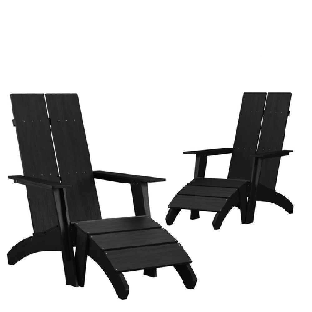 Flash Furniture 2-JJ-C14509-14309-BK-GG Sawyer Modern Adirondack Chair With Foot Rest