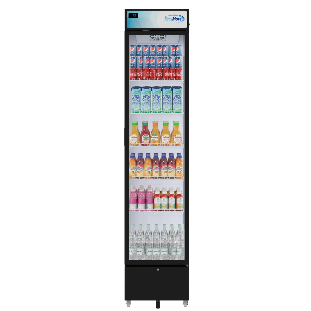 Koolmore KM-MDR-17S KoolMore Slim Commercial Merchandiser Refrigerator 17"W X 19.25"D X 78.20"H